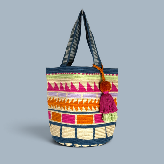 Tote • Blue Pink Gold Triangle Pathways