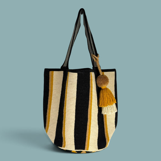 Tote • Natural Gold Black Columns