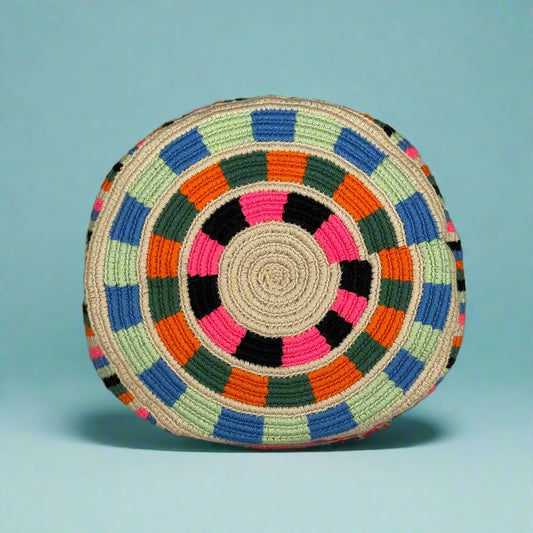 Wayuu shoulder bag Ivory bright color stripes