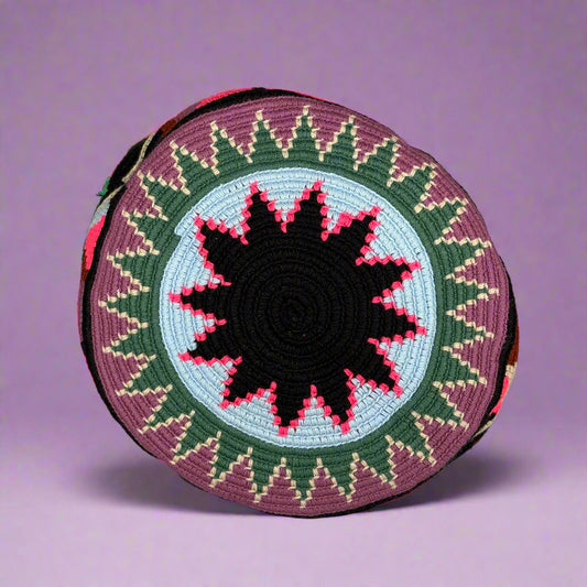 Wayuu shoulder bag black ivory brown pink