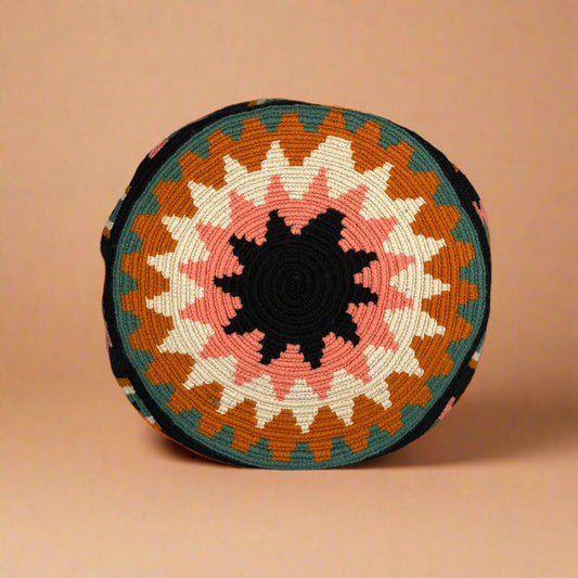 Wayuu shoulder bag black pink star white green gold