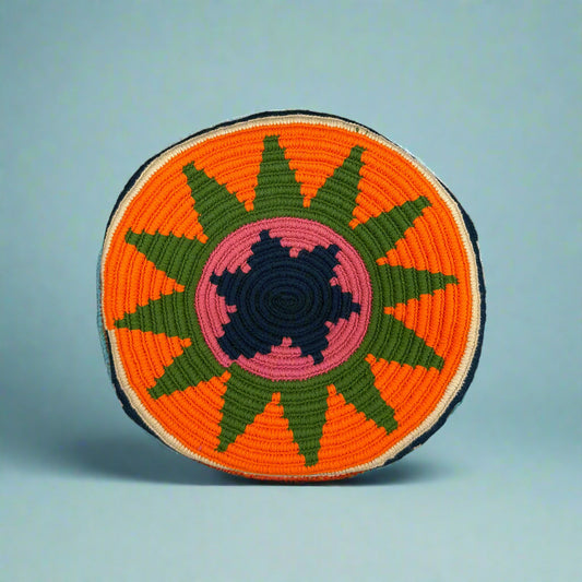 Wayuu shoulder bag blue pink orange diamond band