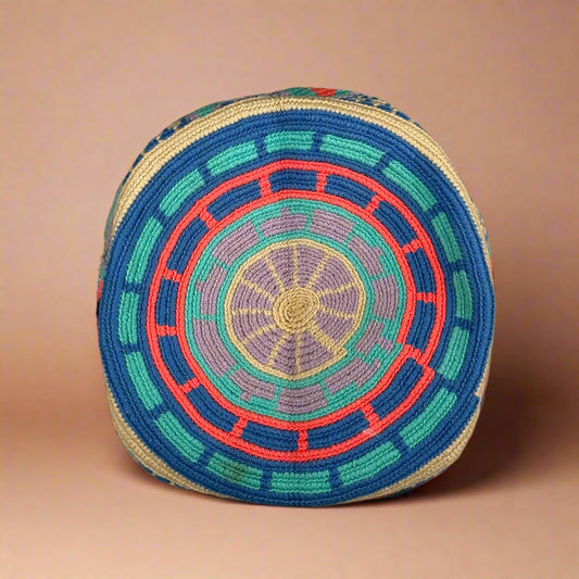 Wayuu shoulder bag Ivory teal orange purple