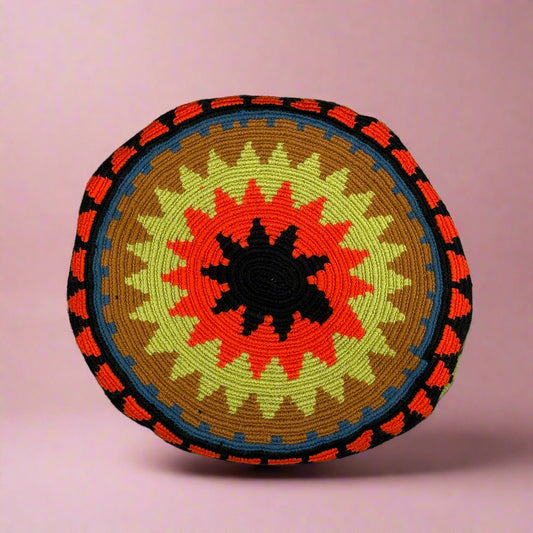 Wayuu shoulder bag black red tan blue