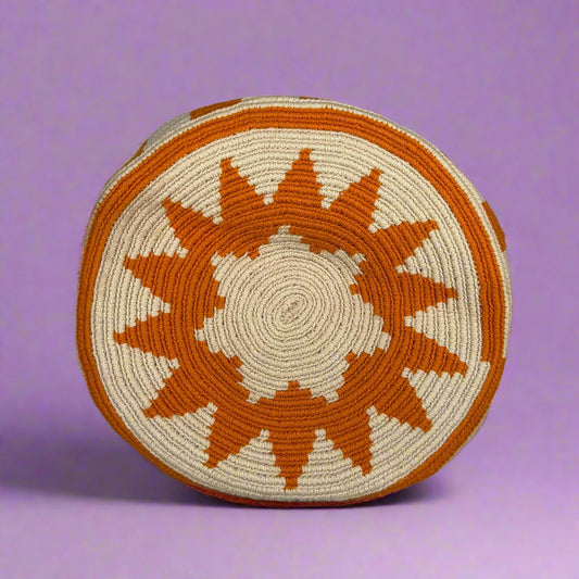 Wayuu shoulder bag Ivory and gold stripes