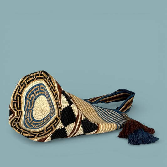 Tote • Natural Blue Lines Black Diamonds