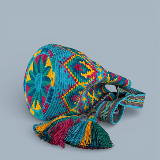 Mochila · Turquoise Yellow & Green Diamond Pattern