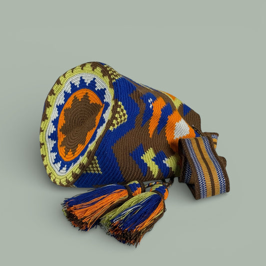 Mochila · Brown Green & Blue Diamonds