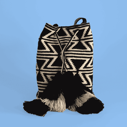 Wayuu Shoulder bag black ivory tracks