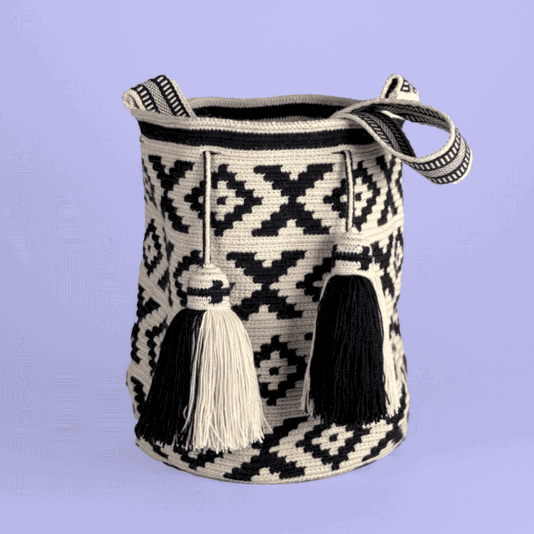 Wayuu Shoulder bag black ivory x diamonds