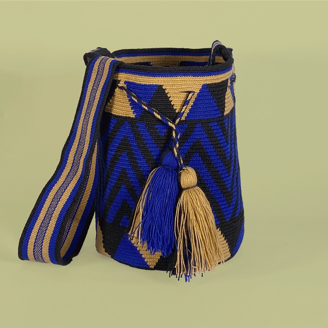 Wayuu Shoulder bag blue black tan