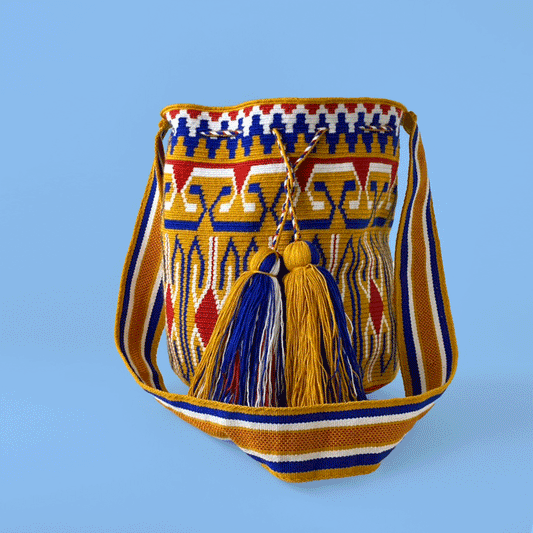 Wayuu Shoulder bag gold blue red