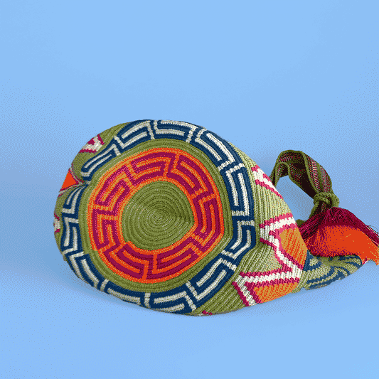 Wayuu Tote bag green orange pink