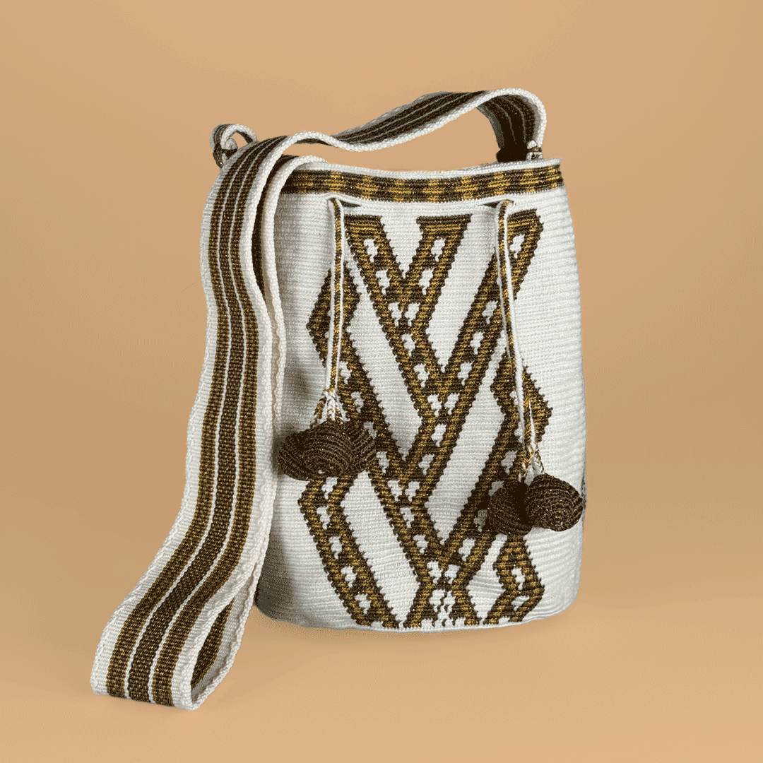 Wayuu Shoulder bag white gold and bronze
