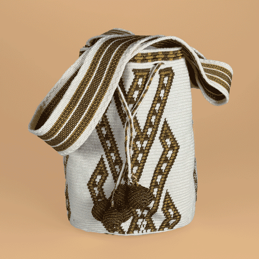 Wayuu Shoulder bag white gold and bronze