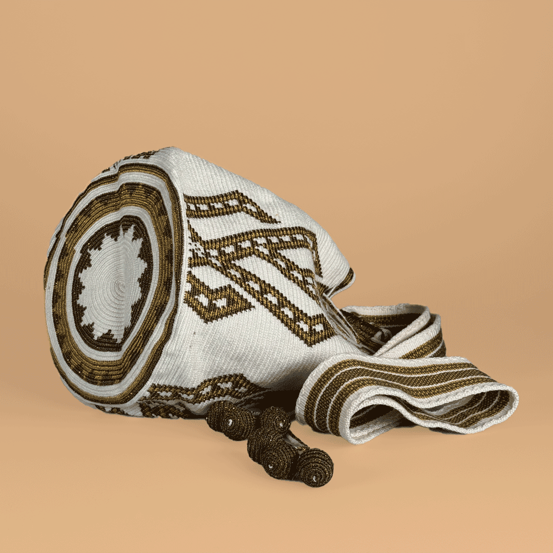 Wayuu Shoulder bag white gold and bronze