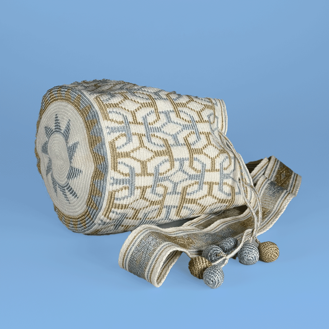 Wayuu Shoulder bag white gold silver connection