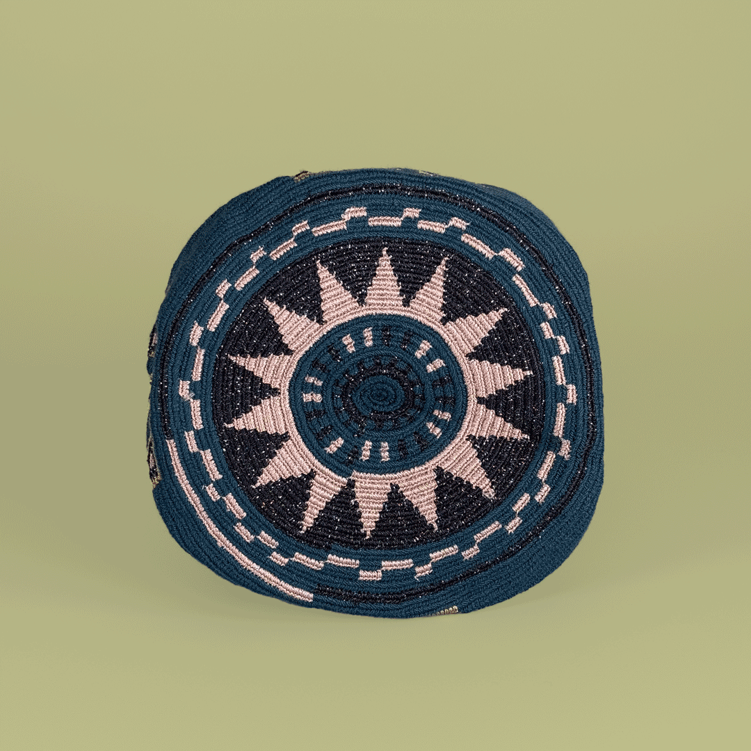 Wayuu Shoulder bag blue gold pink protection