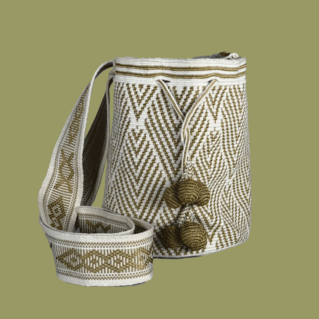 Wayuu Shoulder bag white gold line diamonds