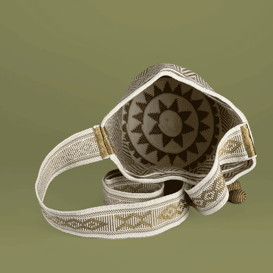 Wayuu Shoulder bag white gold line diamonds