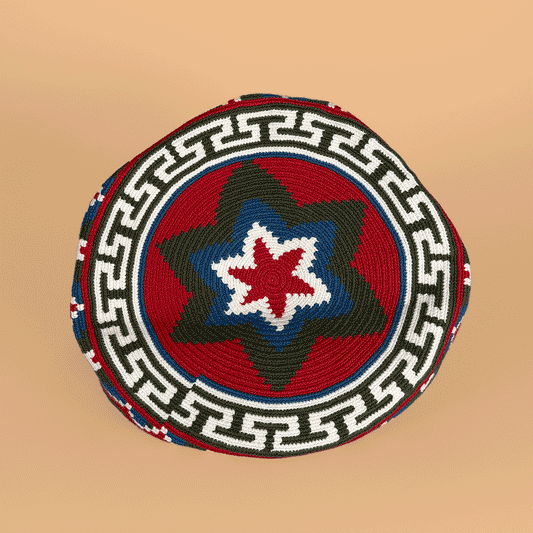 Wayuu Tote bag blue red green diamonds