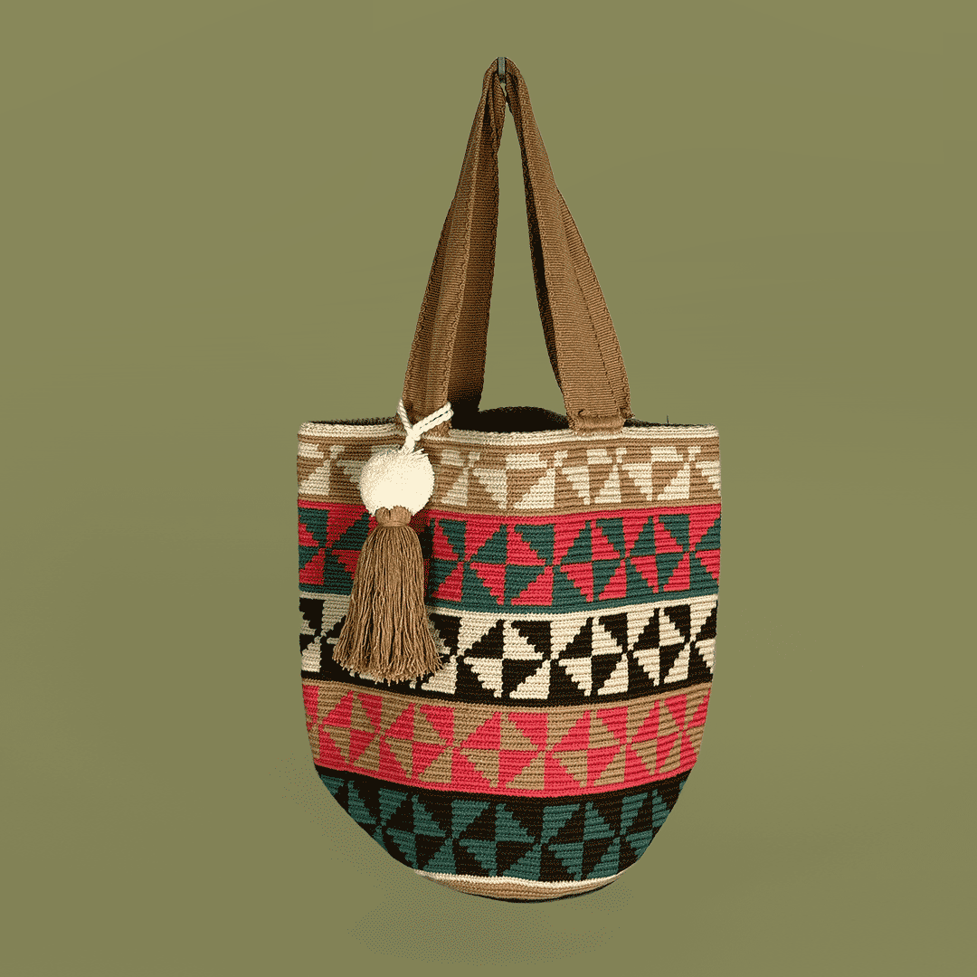 Wayuu Tote bag brown pink green