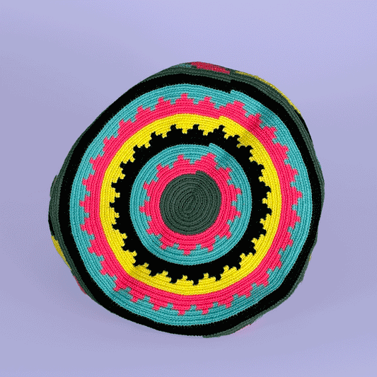 Wayuu Tote bag green neon diamonds