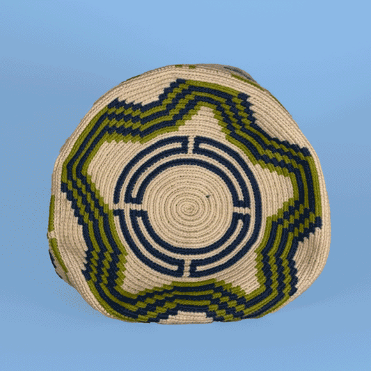 Wayuu Tote bag ivory blue green flowers