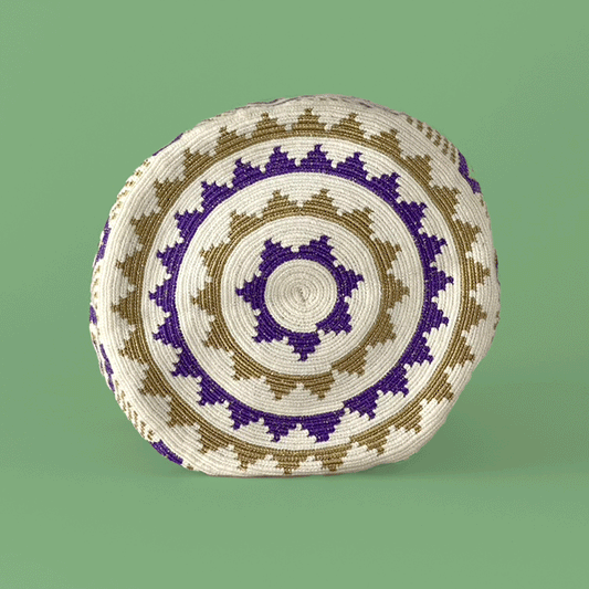 Wayuu shoulder bag white purple gold