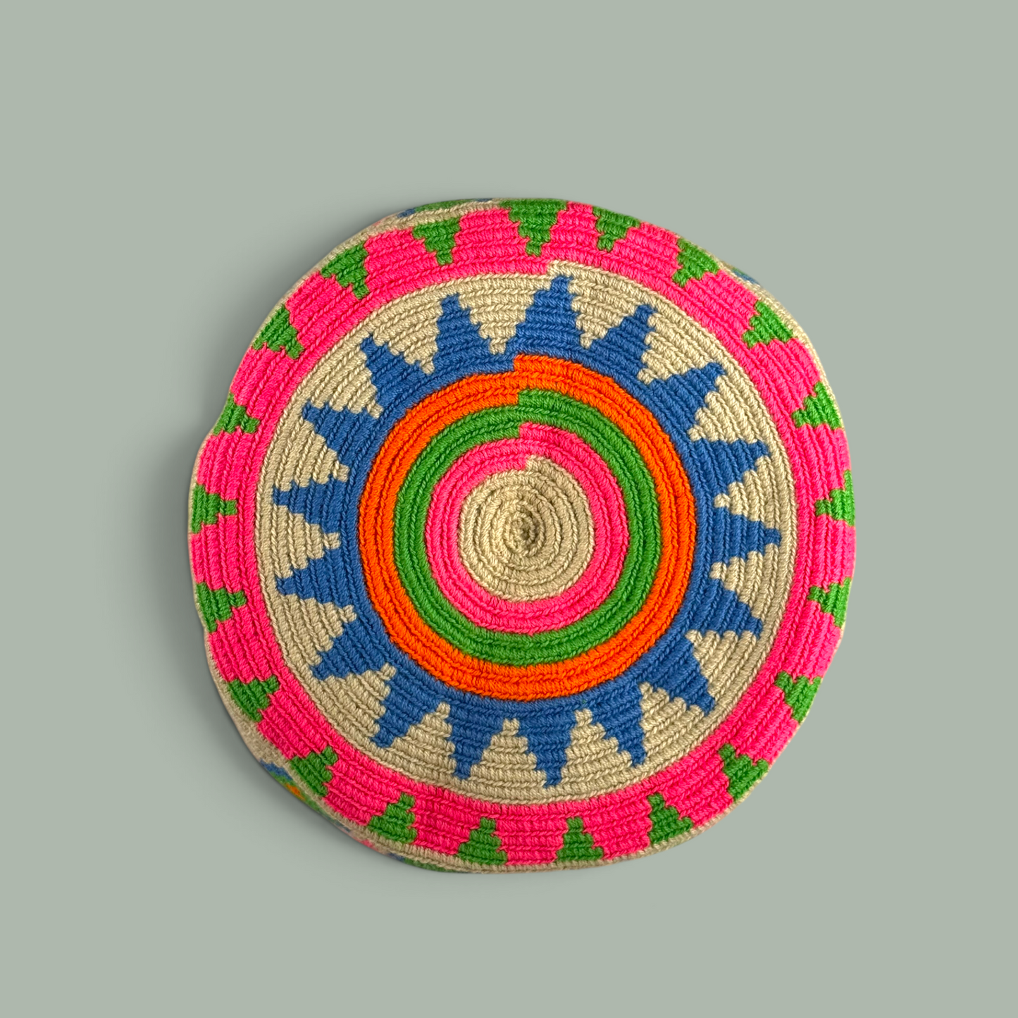 Mochila · Natural Neon Pink Green Diamond Pathways