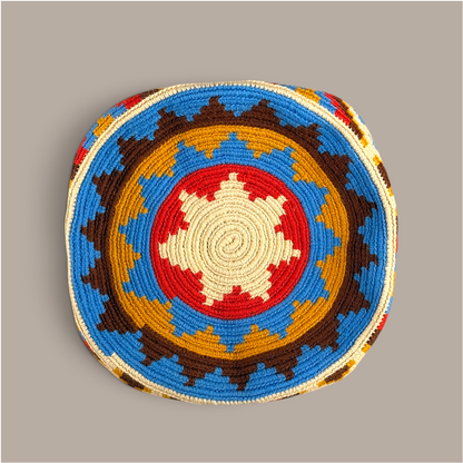 Mochila · Natural Blue Red Crossing Diamonds