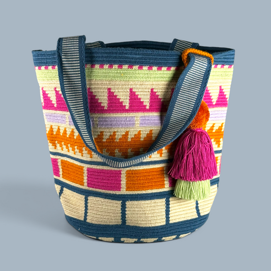 Tote • Blue Pink Gold Triangle Pathways