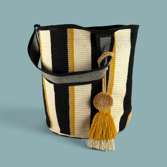 Tote • Natural Gold Black Columns