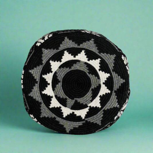 Wayuu Shoulder bag black white silver abundance  M