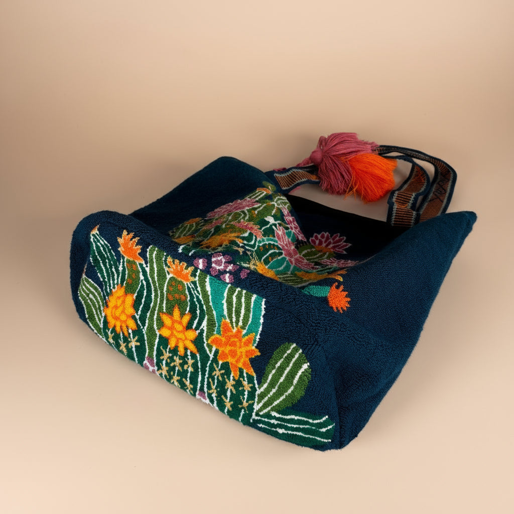 tote bag on its side from the bottom