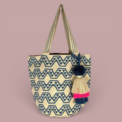Tote • Natural  Blue Triangle Hills