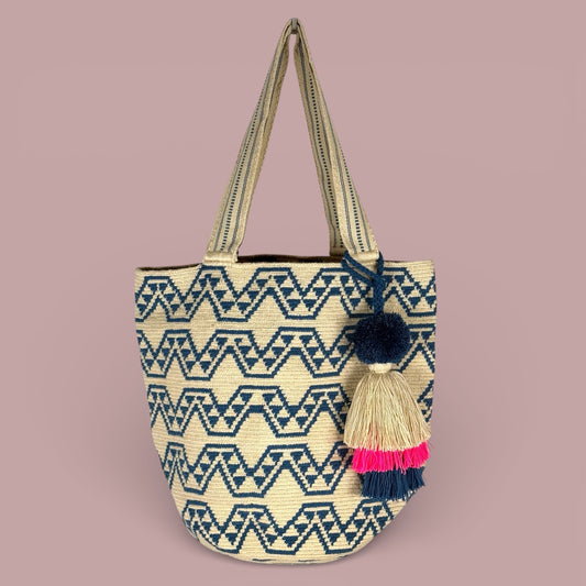 Tote • Natural  Blue Triangle Hills
