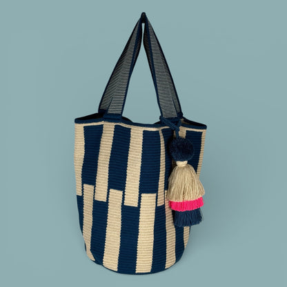 Tote · Blue Natural Offset Bands