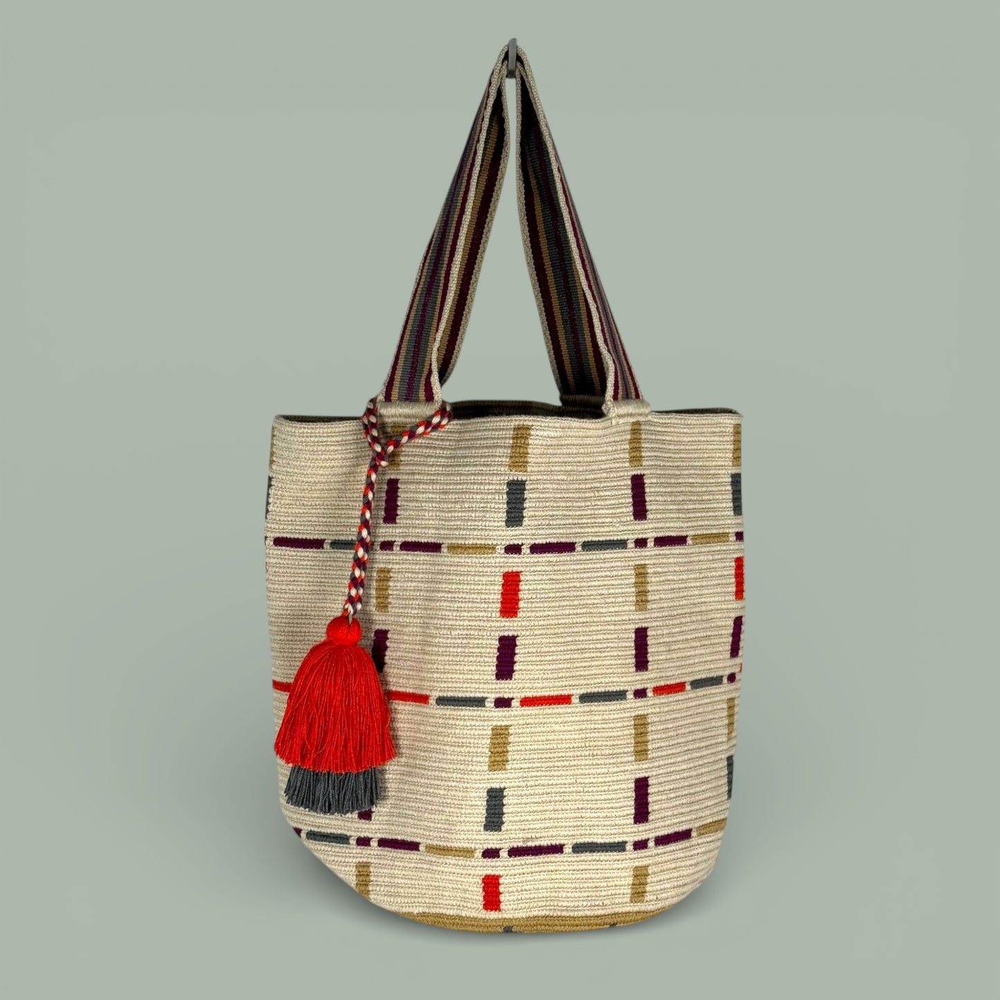 Tote · Natural Plum Rust Grid