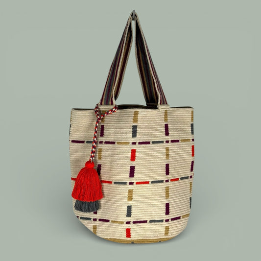 Tote · Natural Plum Rust Grid