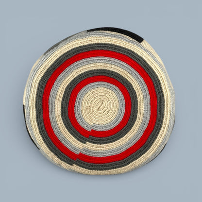 Mochila · Natural Grey & Red Squares
