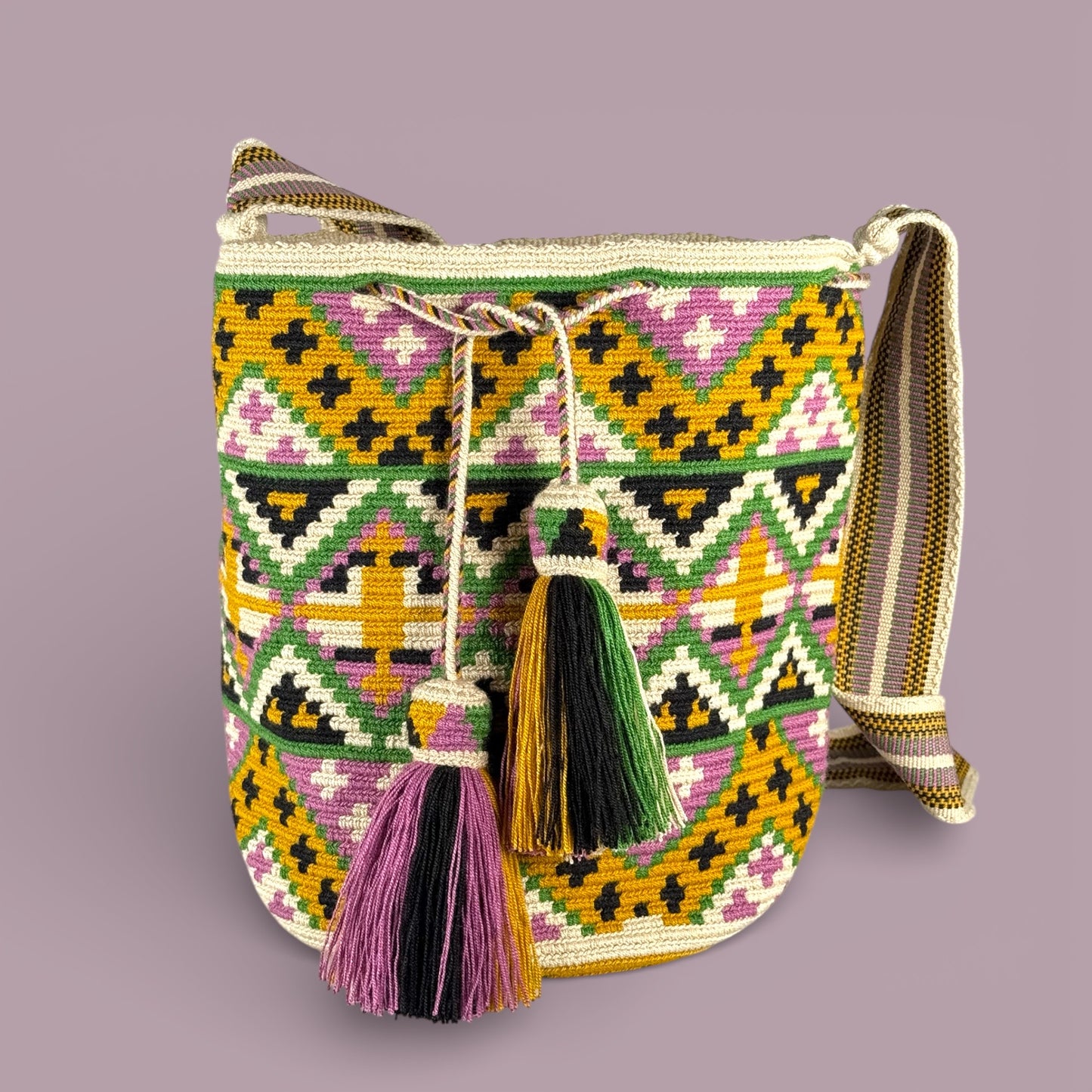 Mochila · Natural Mustard Green Diamonds