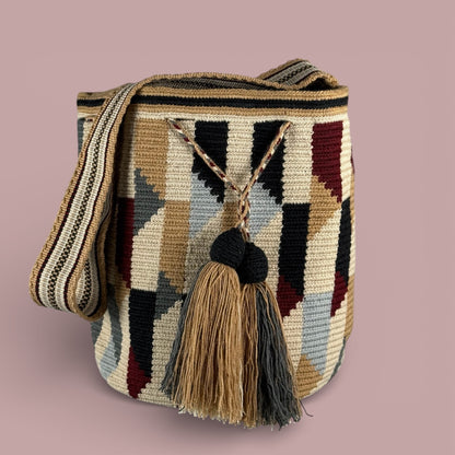 Mochila · Latte & Burgundy Linear Geometry