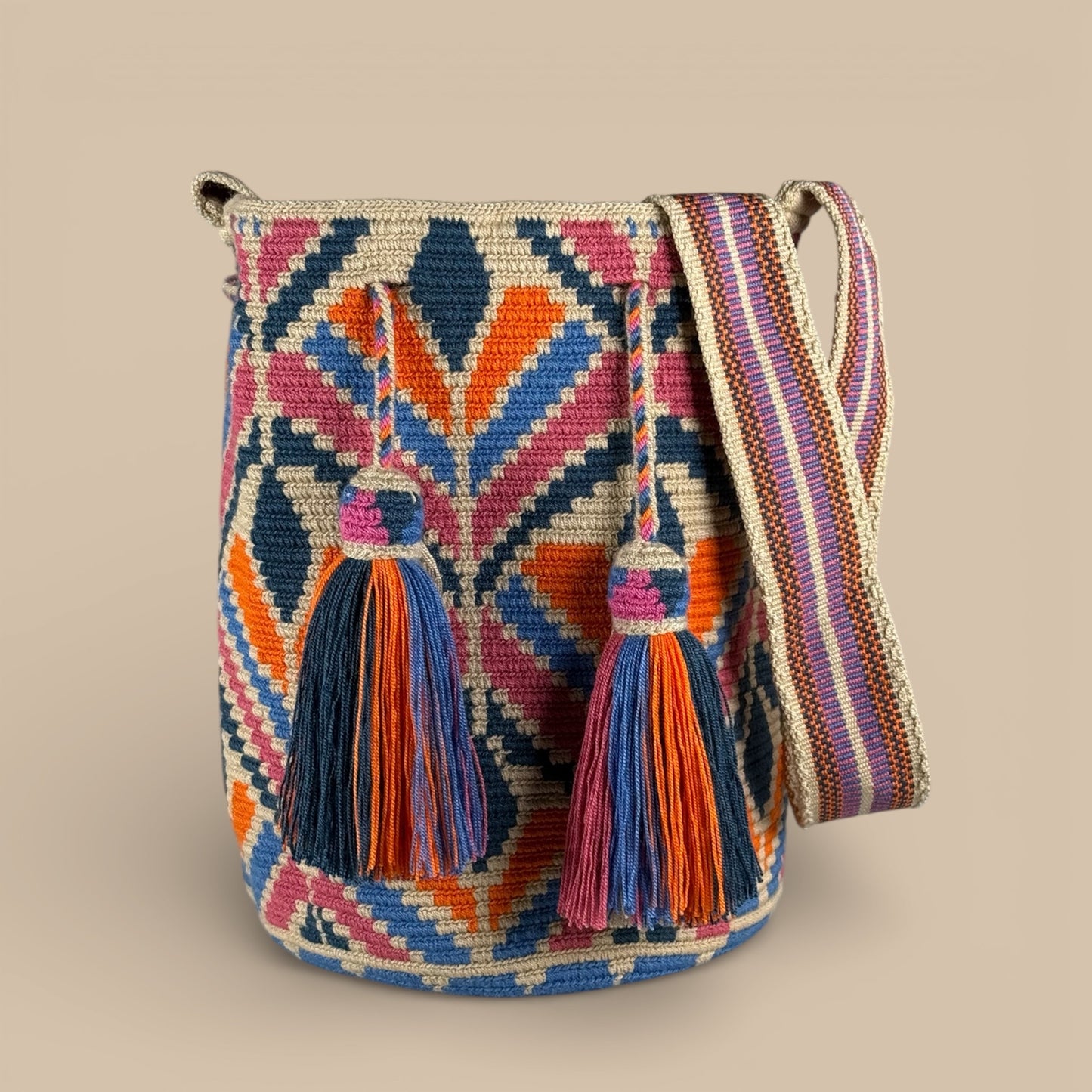 Mochila · Natural Orange & Blue Blossom Diamond