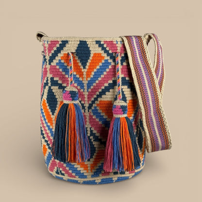Mochila · Natural Orange & Blue Blossom Diamond
