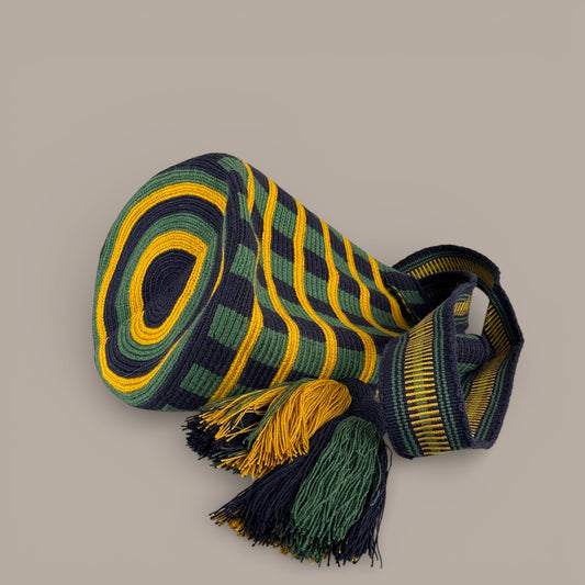 Mochila · Navy Green Yellow Crossweave