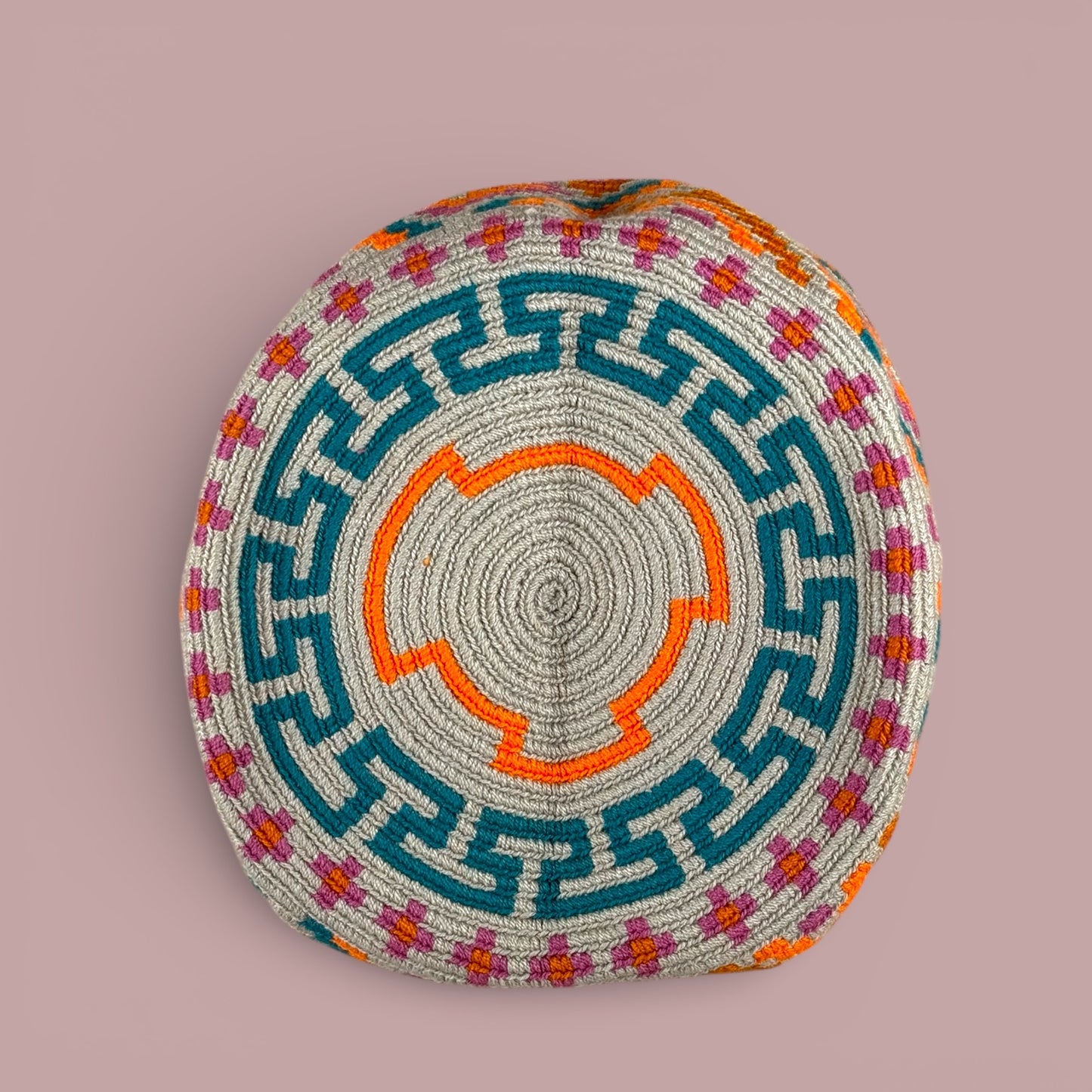 Mochila · Grey Orange & Green Diamond Motif