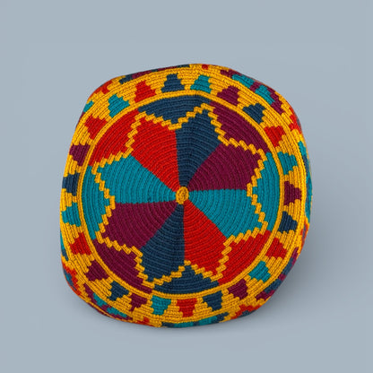 Mochila · Mustard Burgundy & Green Diamond Grid