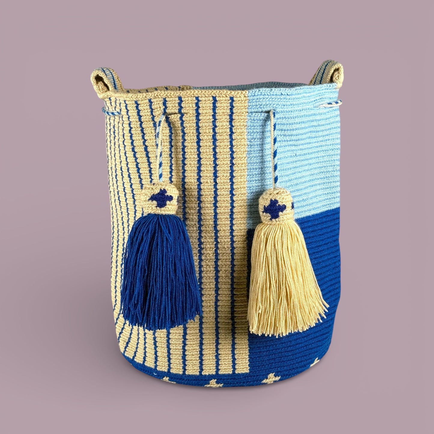 Mochila · Natural Blue Celeste Geometry