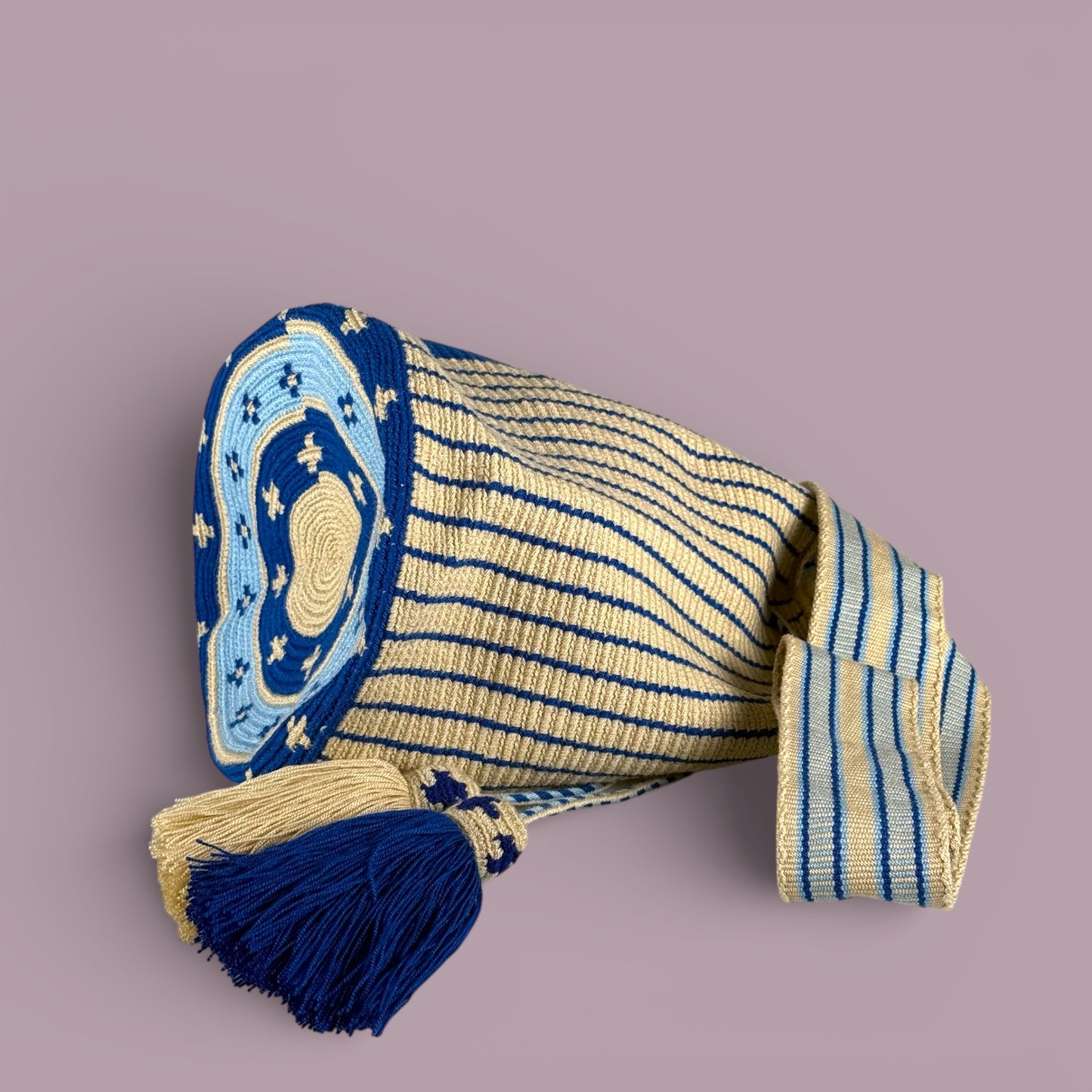 Mochila · Natural Blue Celeste Geometry